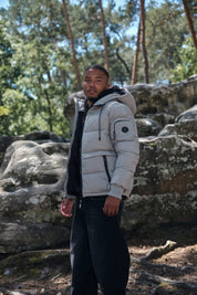 Doudoune gris clair homme à capuche CHARLES
