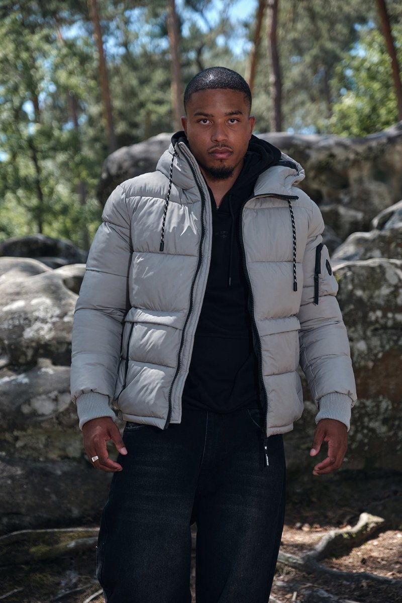 Doudoune gris clair homme à capuche CHARLES