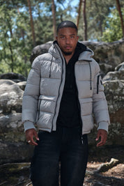 Doudoune gris clair homme à capuche CHARLES