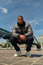 Doudoune gris foncé homme similicuir DENNIS