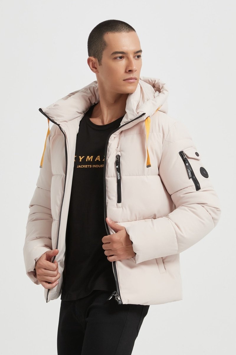 Doudoune Homme avec Capuche Modèle Chaud et Matelassé pour l’Hiver BEIGE JOËL