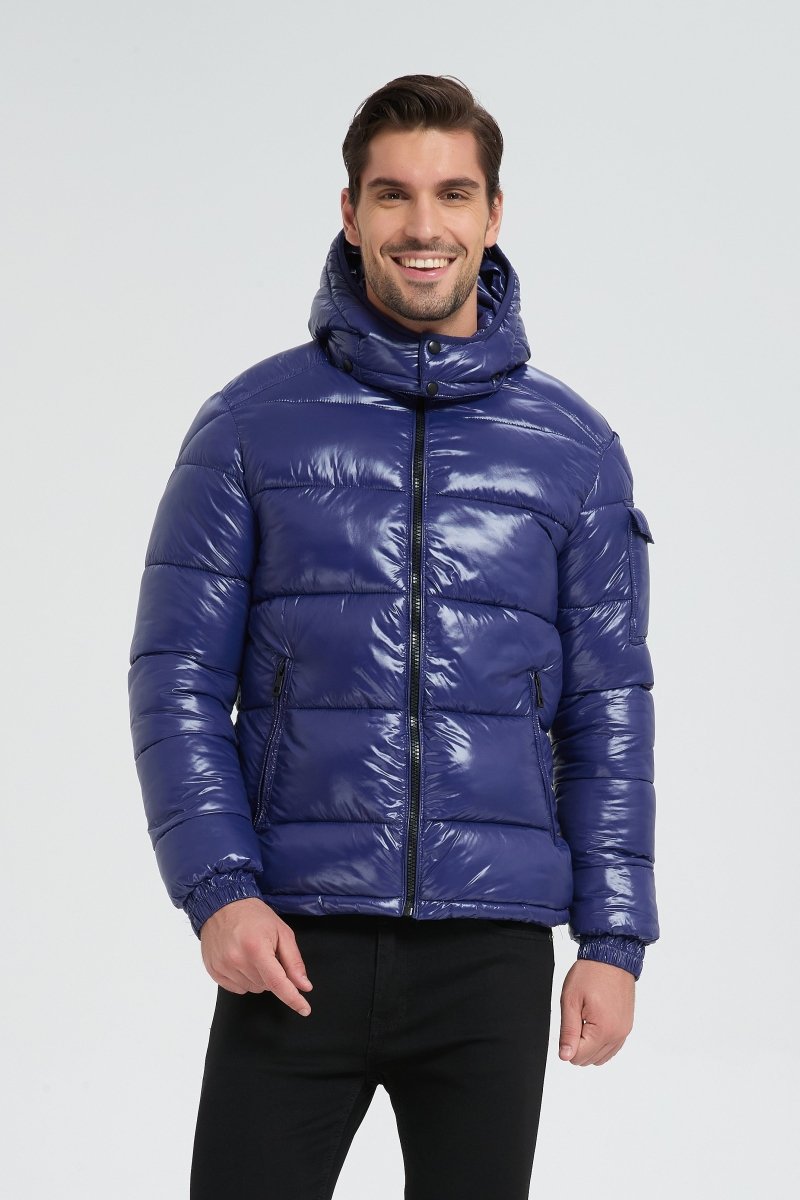 Doudoune Homme Bleu Brillante avec Capuche ALBIN