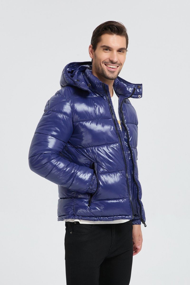 Doudoune Homme Bleu Brillante avec Capuche ALBIN