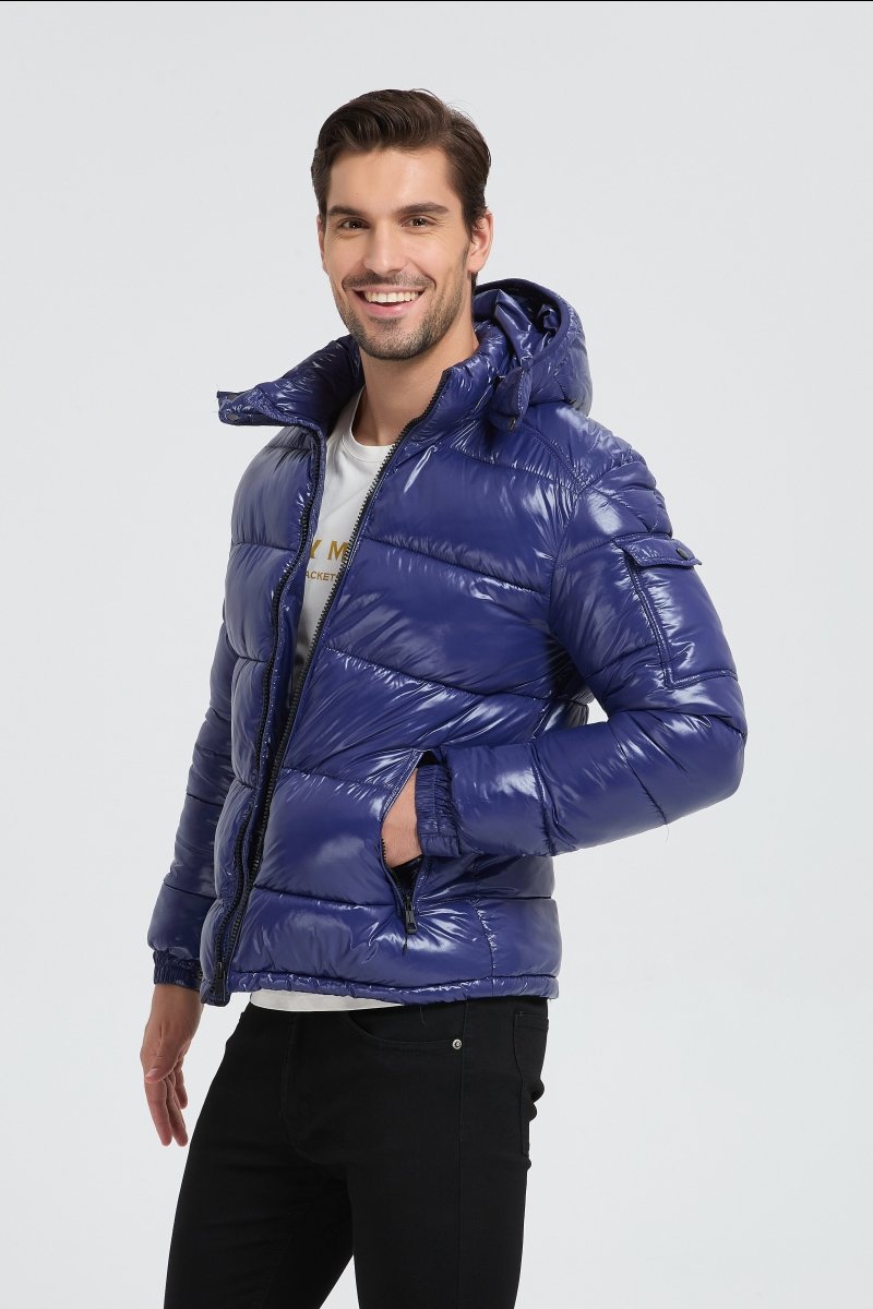 Doudoune Homme Bleu Brillante avec Capuche ALBIN