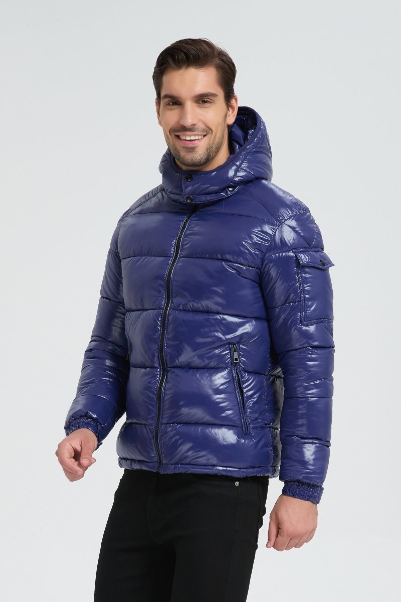 Doudoune Homme Bleu Brillante avec Capuche ALBIN