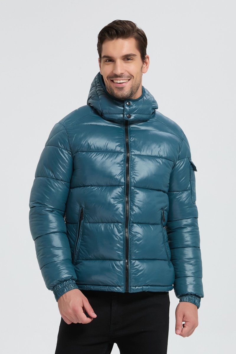 Doudoune Homme Bleu encre Brillante avec Capuche ALBIN