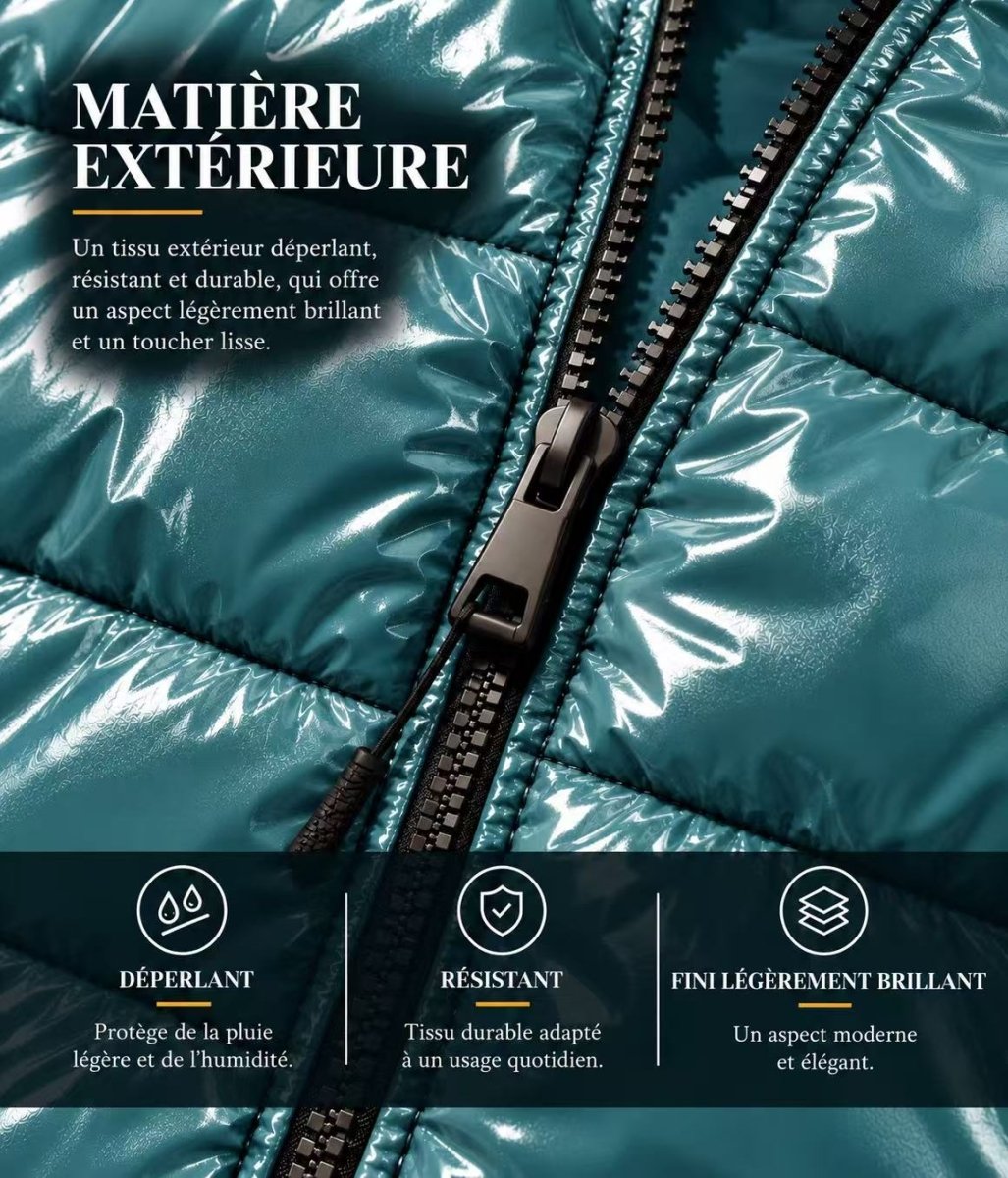 Doudoune Homme Bleu encre Brillante avec Capuche ALBIN