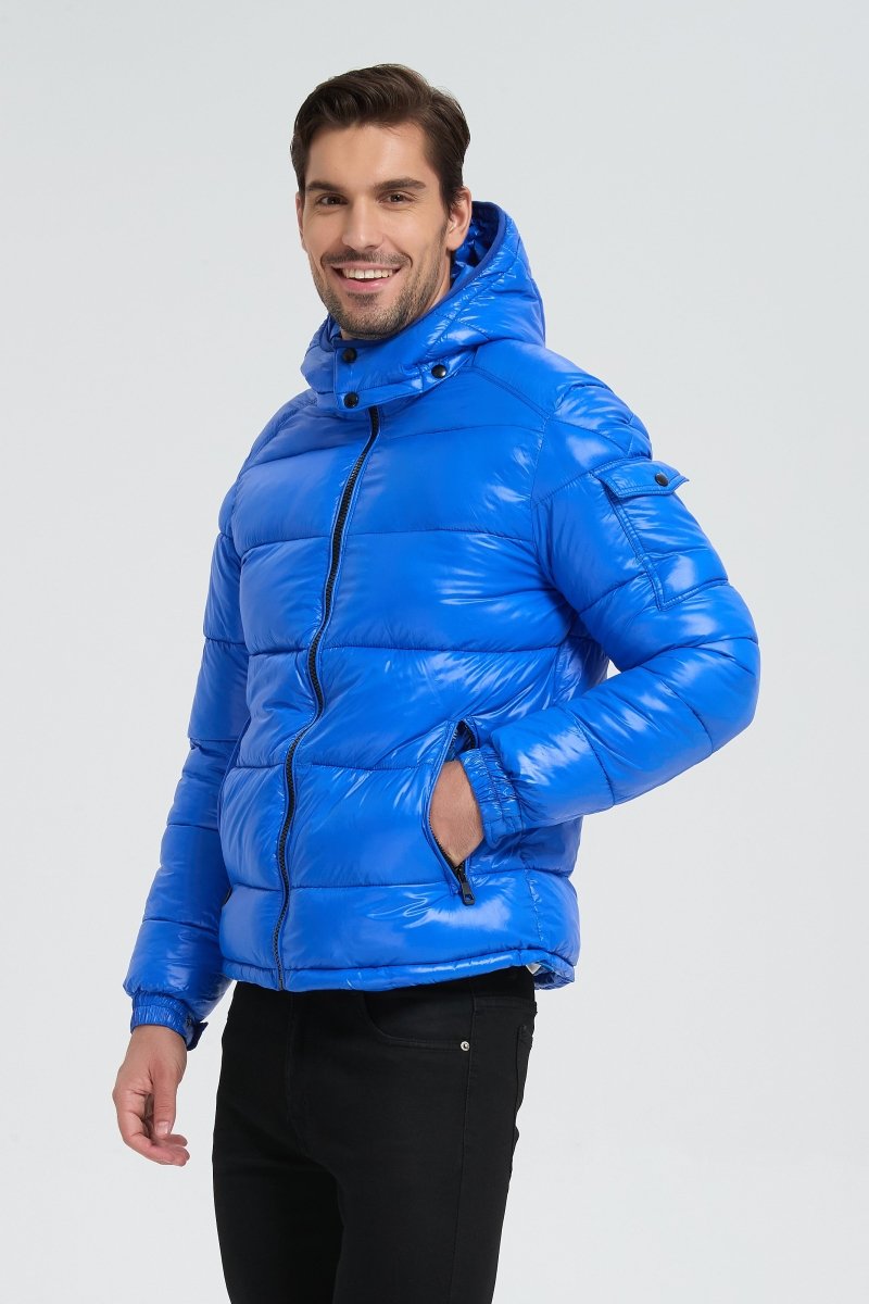 Doudoune Homme Bleu Saphir Brillante avec Capuche ALBIN