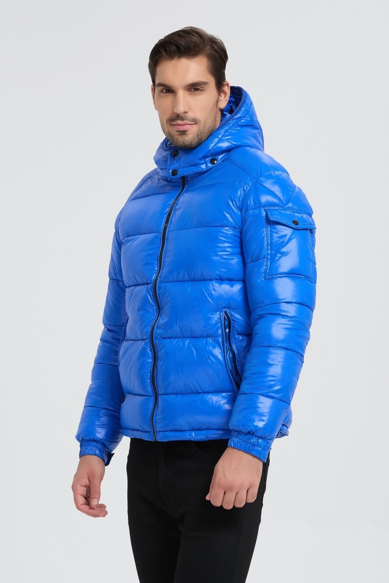 Doudoune Homme Bleu Saphir Brillante avec Capuche ALBIN