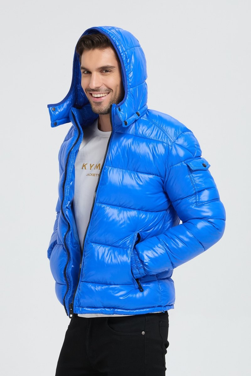 Doudoune Homme Bleu Saphir Brillante avec Capuche ALBIN