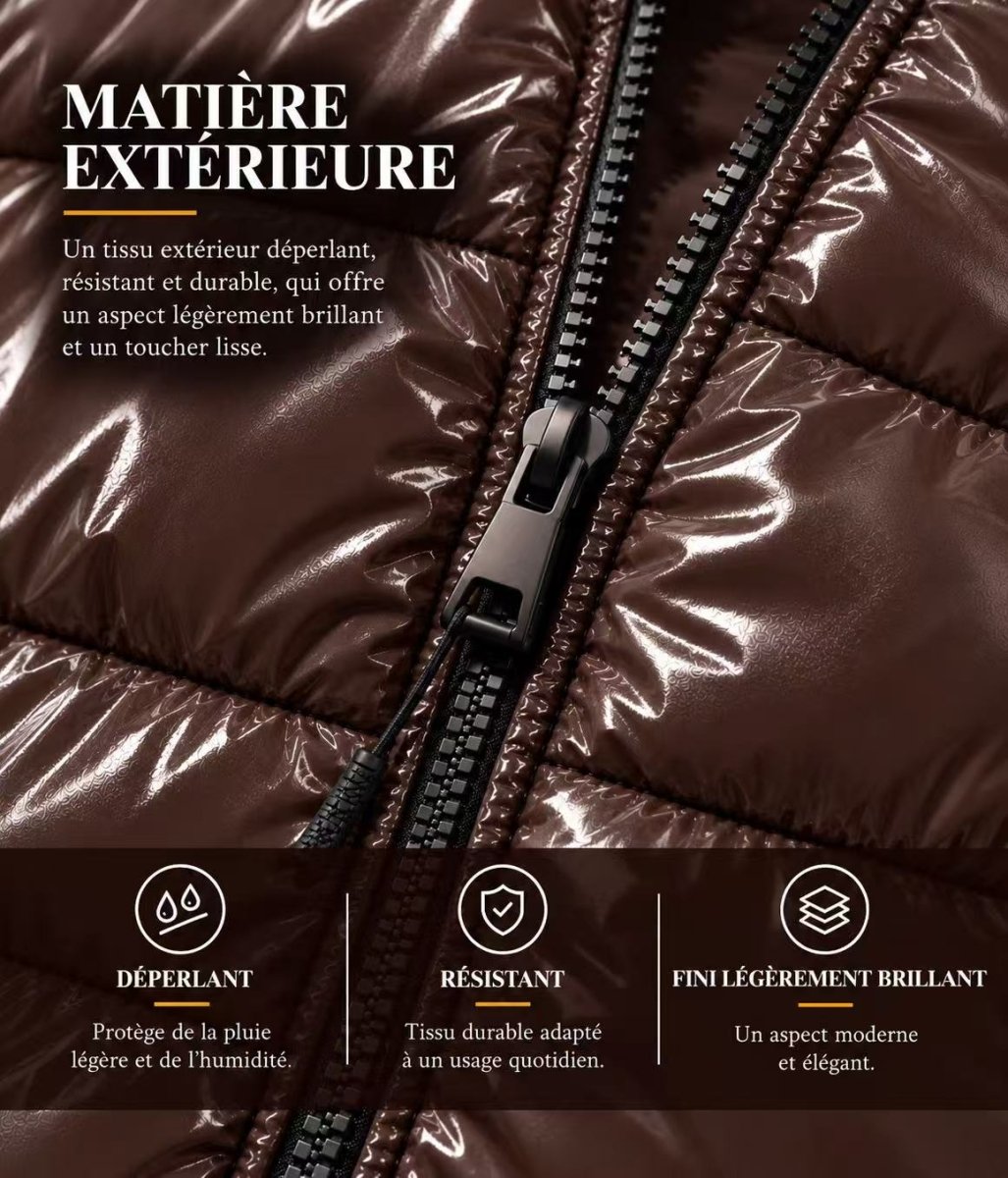 Doudoune Homme Marron Brillante avec Capuche ALBIN