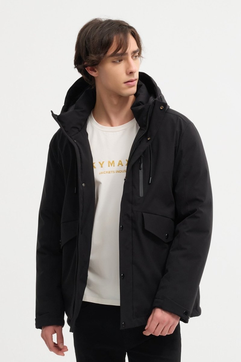 Doudoune Homme NOIR Hiver Chaude avec Capuche SYLVAIN