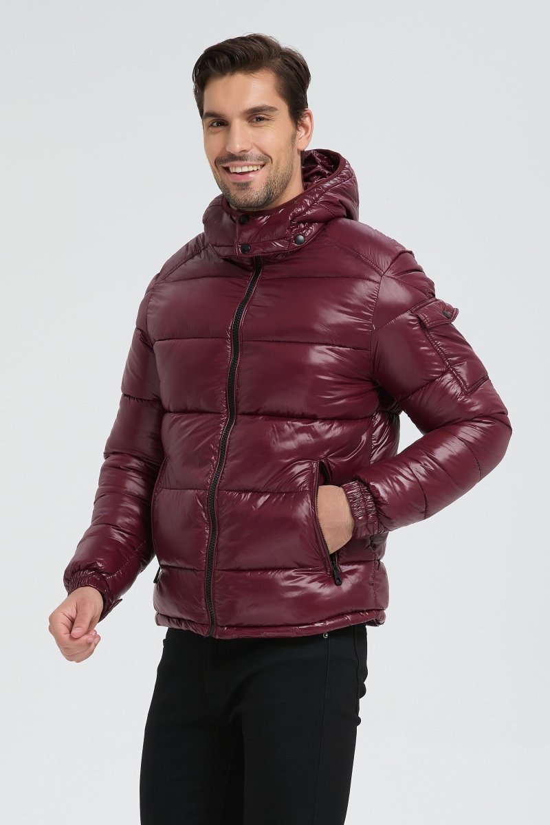 Doudoune Homme Prune Brillante avec Capuche ALBIN
