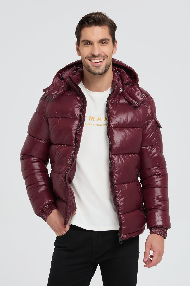 Doudoune Homme Prune Brillante avec Capuche ALBIN