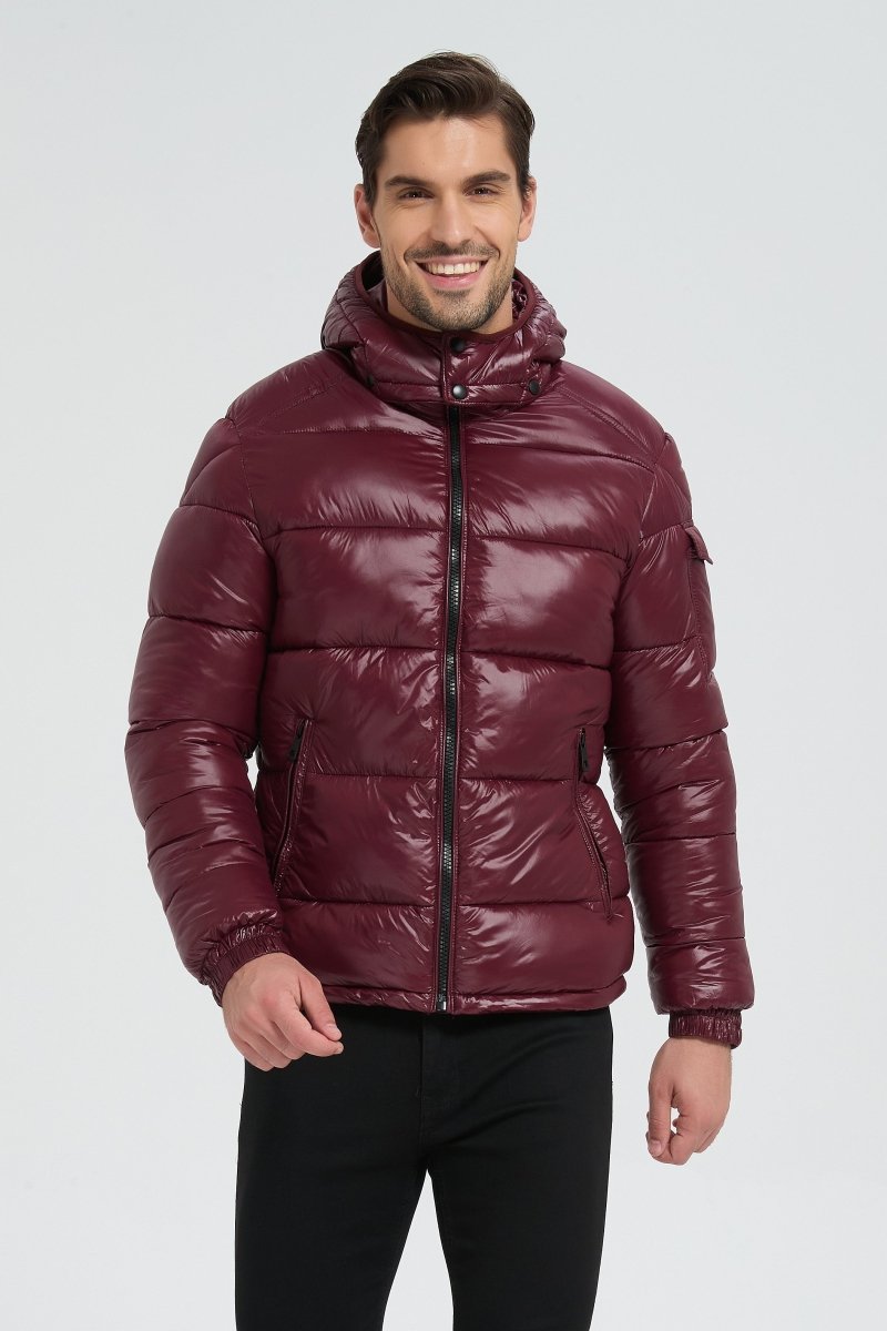 Doudoune Homme Prune Brillante avec Capuche ALBIN