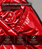 Doudoune Homme Rouge Brillante avec Capuche ALBIN