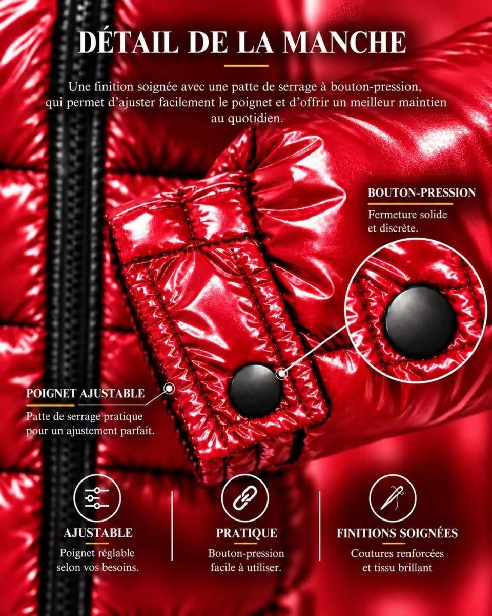 Doudoune Homme Rouge Brillante avec Capuche ALBIN