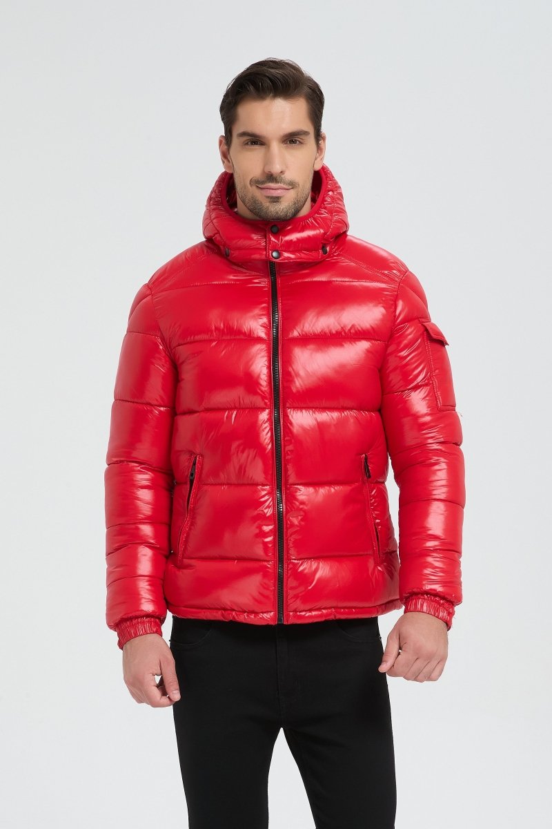 Doudoune Homme Rouge Brillante avec Capuche ALBIN