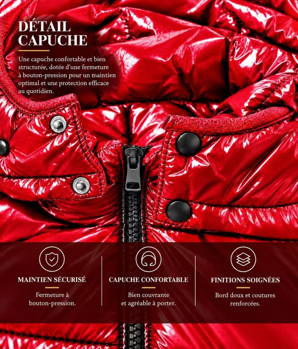 Doudoune Homme Rouge Brillante avec Capuche ALBIN