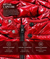 Doudoune Homme Rouge Brillante avec Capuche ALBIN