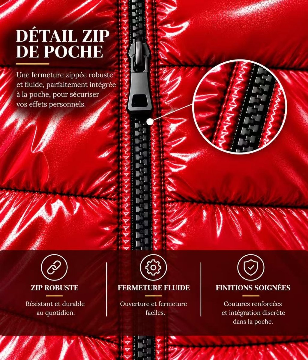 Doudoune Homme Rouge Brillante avec Capuche ALBIN