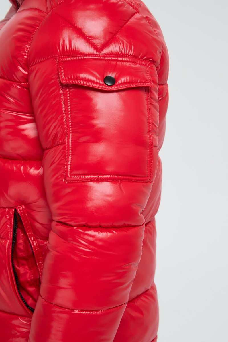 Doudoune Homme Rouge Brillante avec Capuche ALBIN