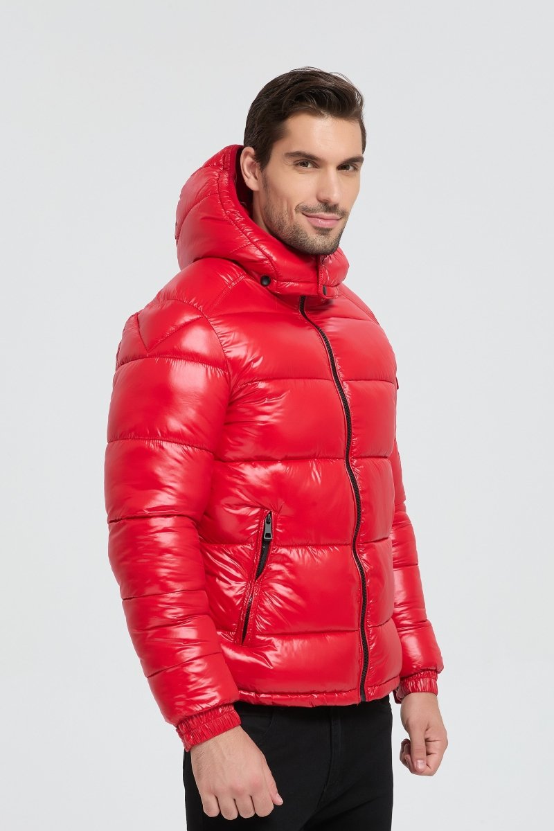 Doudoune Homme Rouge Brillante avec Capuche ALBIN