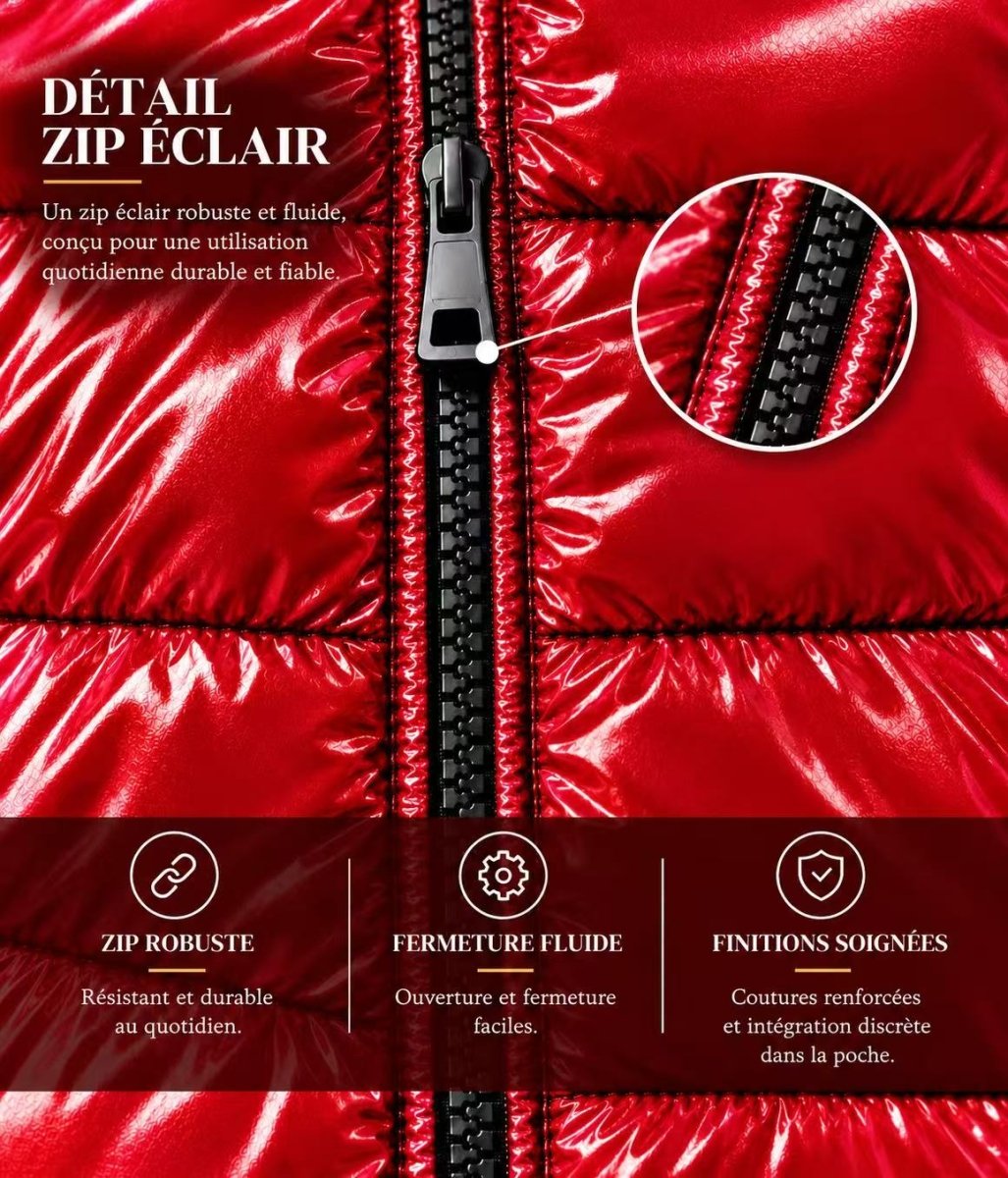 Doudoune Homme Rouge Brillante avec Capuche ALBIN