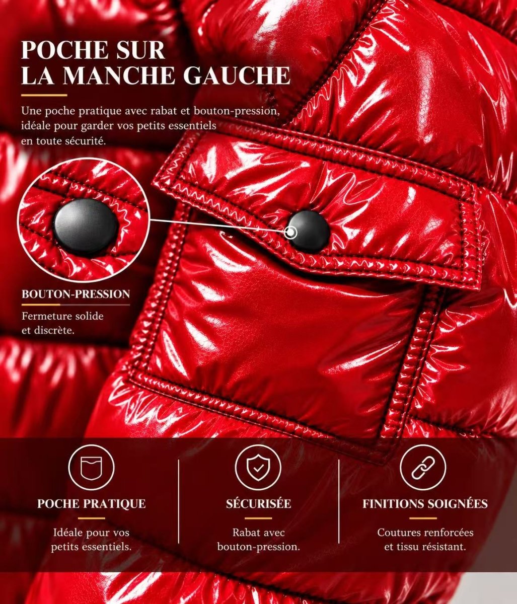 Doudoune Homme Rouge Brillante avec Capuche ALBIN