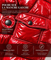 Doudoune Homme Rouge Brillante avec Capuche ALBIN