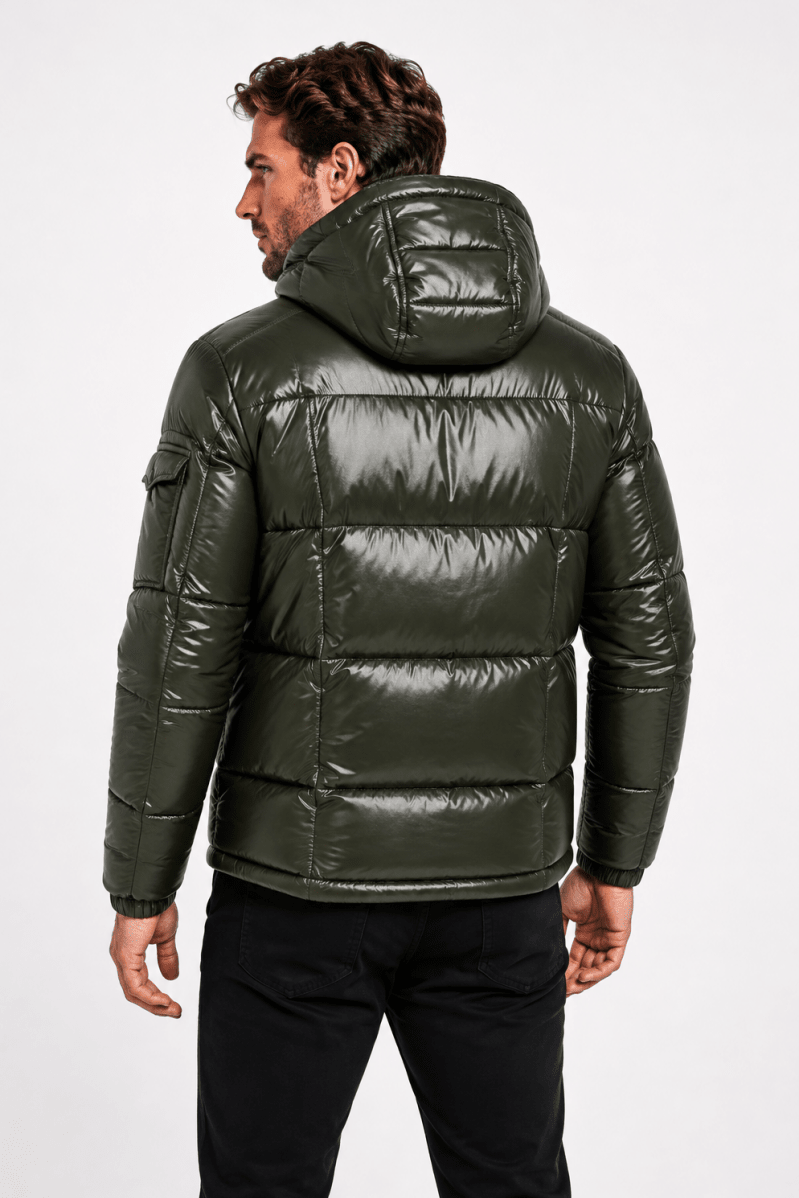 Doudoune Homme vert foncé Brillante avec Capuche ALBIN