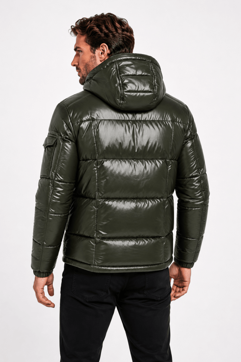 Doudoune Homme vert foncé Brillante avec Capuche ALBIN