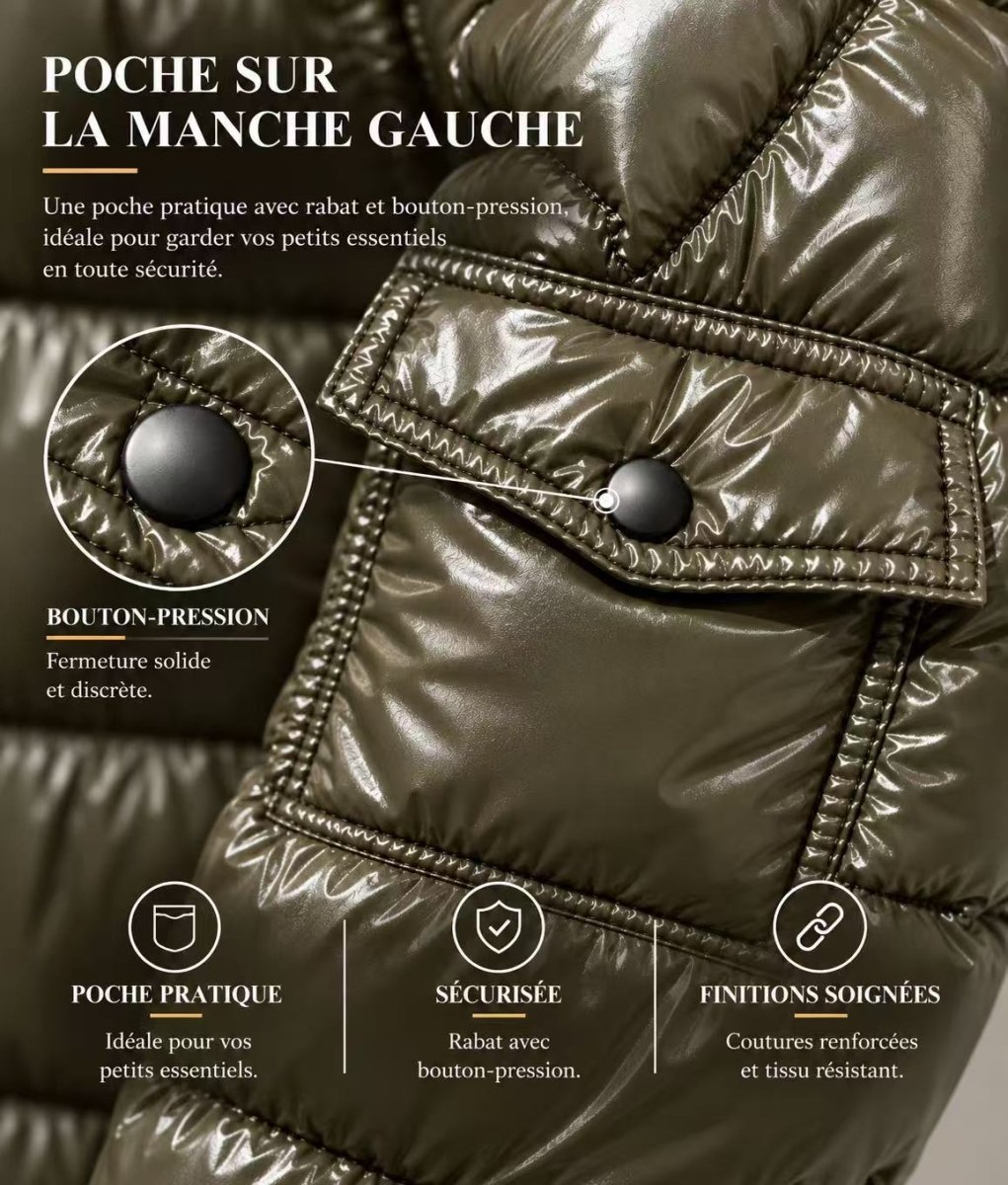 Doudoune Homme vert foncé Brillante avec Capuche ALBIN