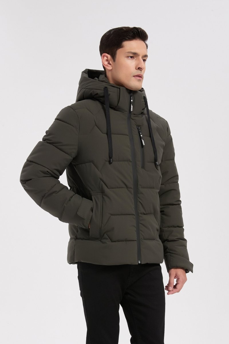 Doudoune kaki homme à capuche LUC