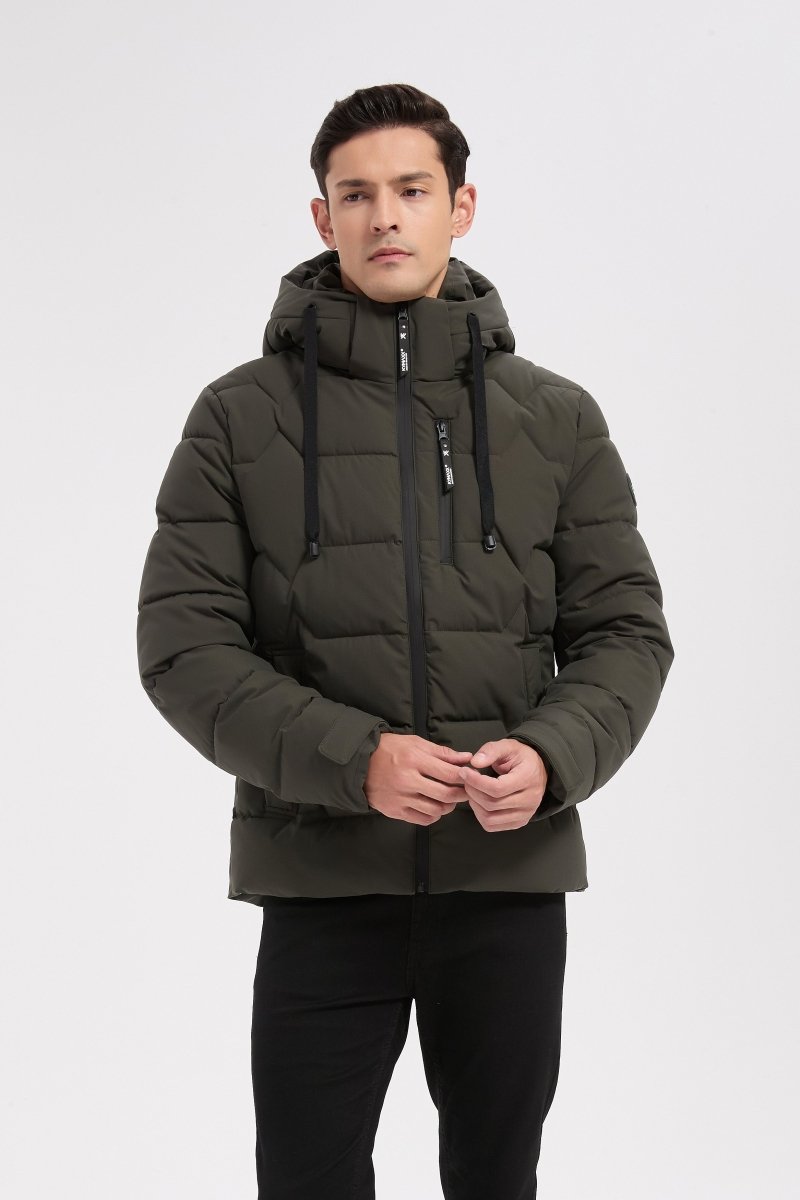 Doudoune kaki homme à capuche LUC