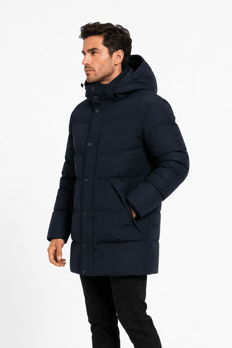 Doudoune longue bleu foncé matelassée SMART