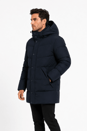 Doudoune longue bleu foncé matelassée SMART
