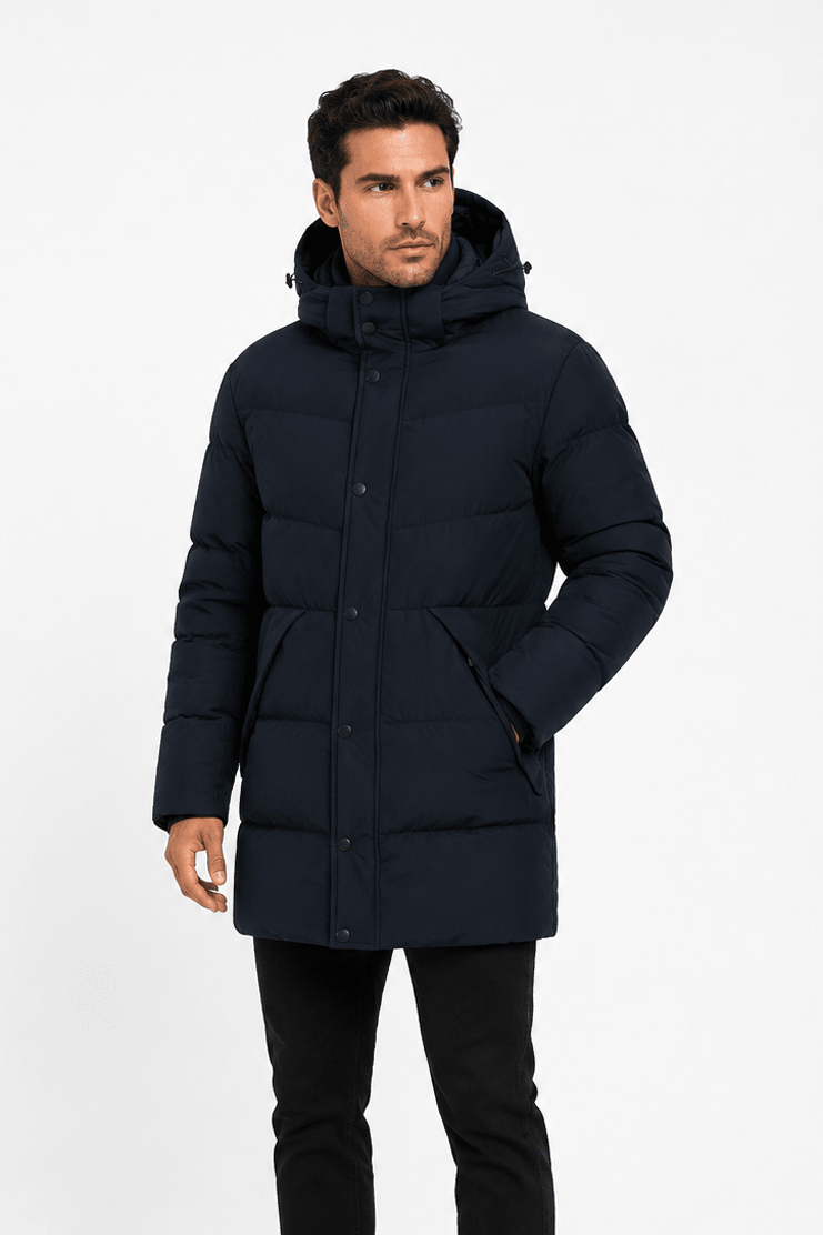 Doudoune longue bleu foncé matelassée SMART