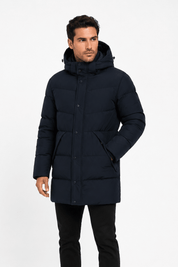Doudoune longue bleu foncé matelassée SMART