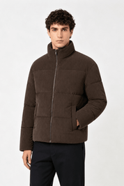 Doudoune marron homme effet velours côtelé SÉBASTIEN
