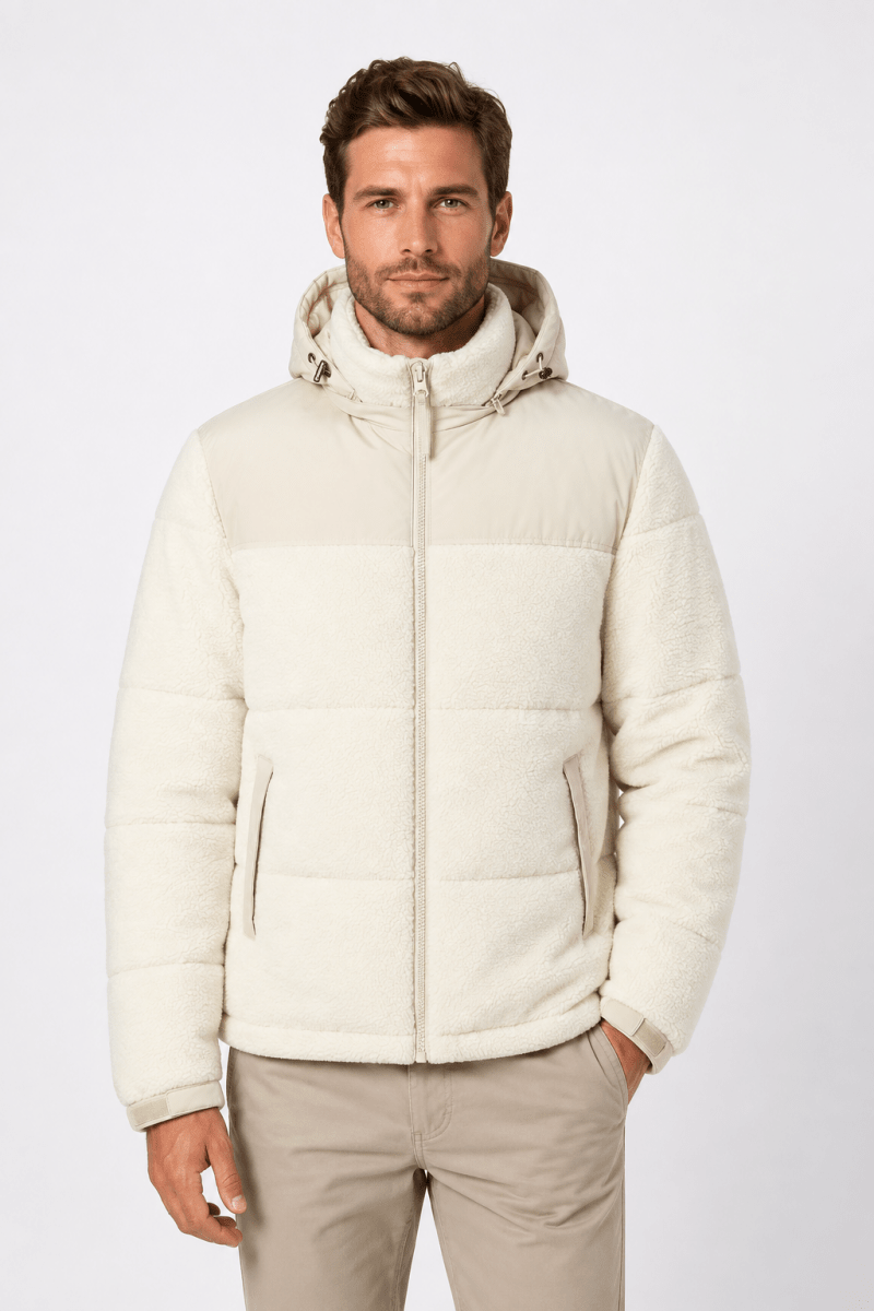 Doudoune matelassée effet sherpa écrue et beige HERMAN