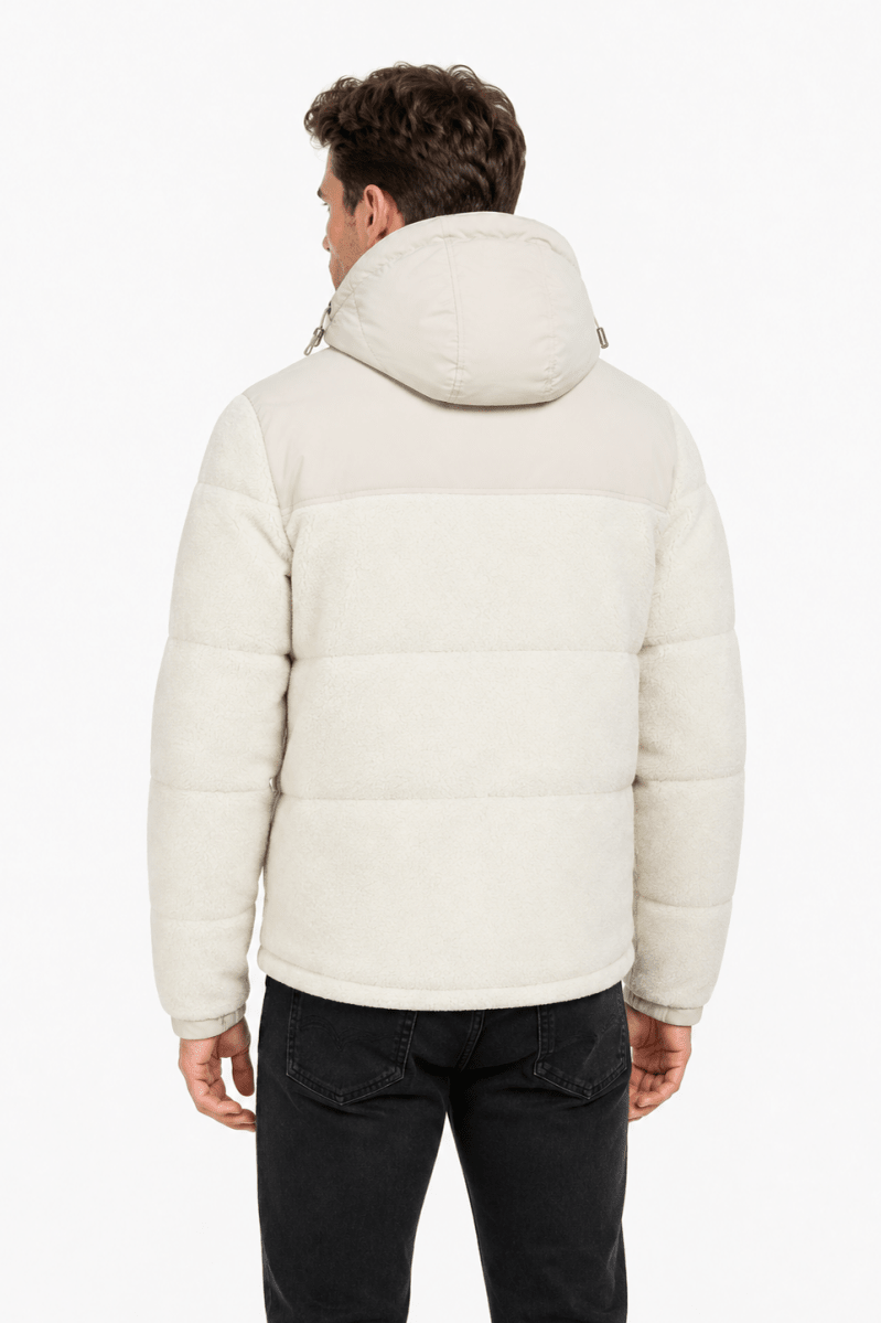 Doudoune matelassée effet sherpa écrue et beige HERMAN