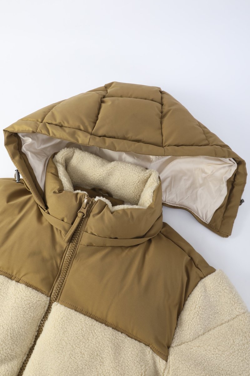 Doudoune matelassée effet sherpa écrue et camel HERMAN