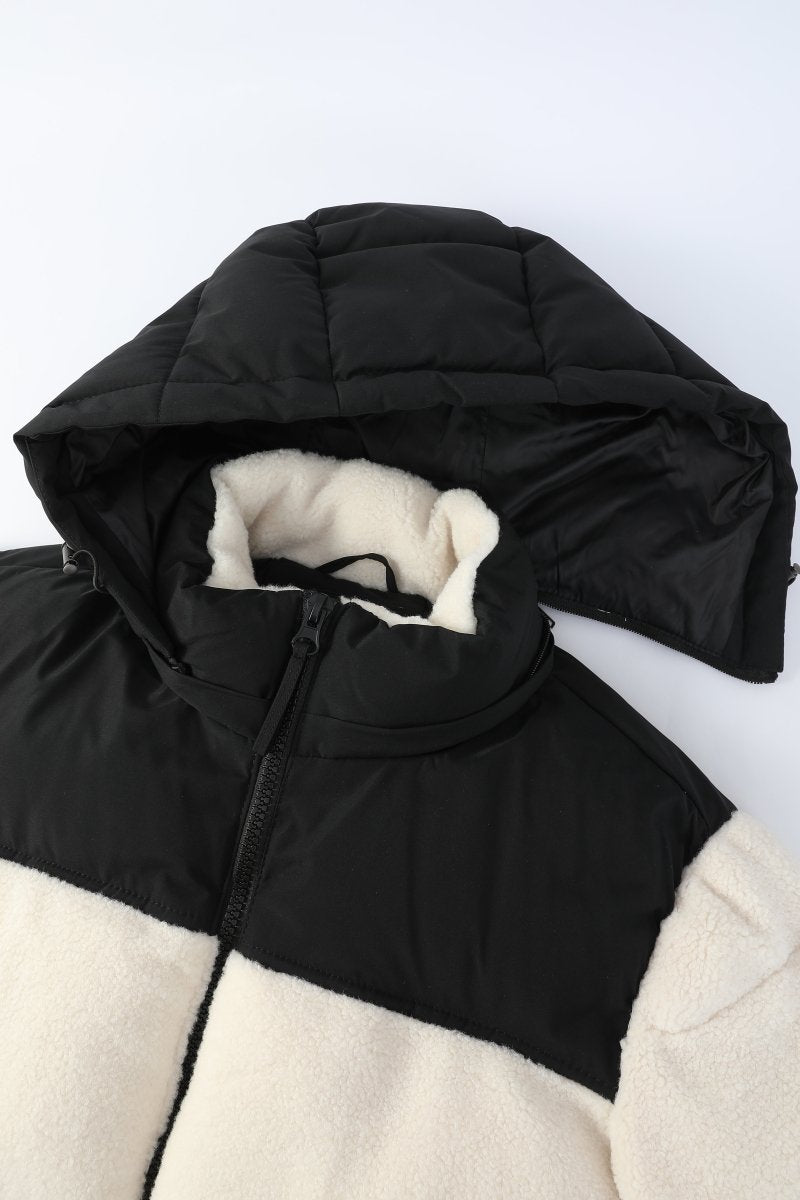 Doudoune matelassée effet sherpa écrue et noire HERMAN