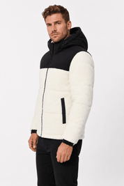 Doudoune matelassée effet sherpa écrue et noire HERMAN