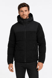 Doudoune matelassée effet sherpa noire HERMAN