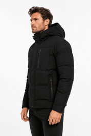 Doudoune matelassée noir à capuche MASSON