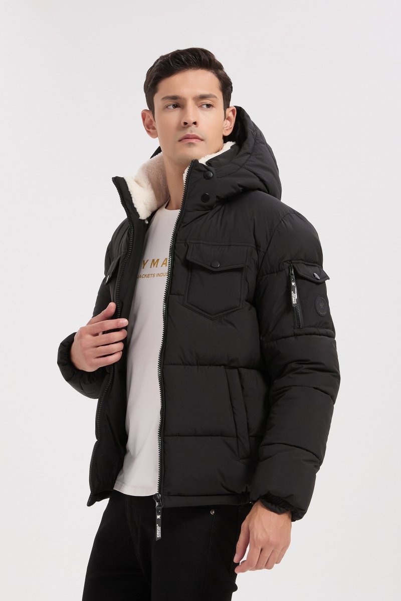 Doudoune noir homme à capuche DAVID