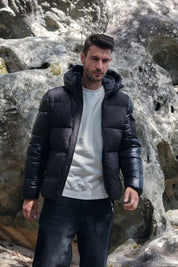 Doudoune noir homme à capuche ÉDOUARD