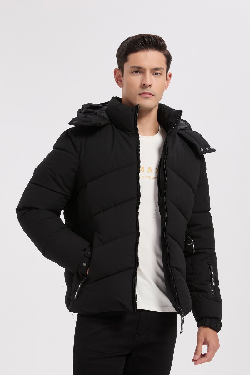 Doudoune noir homme à capuche LÉON